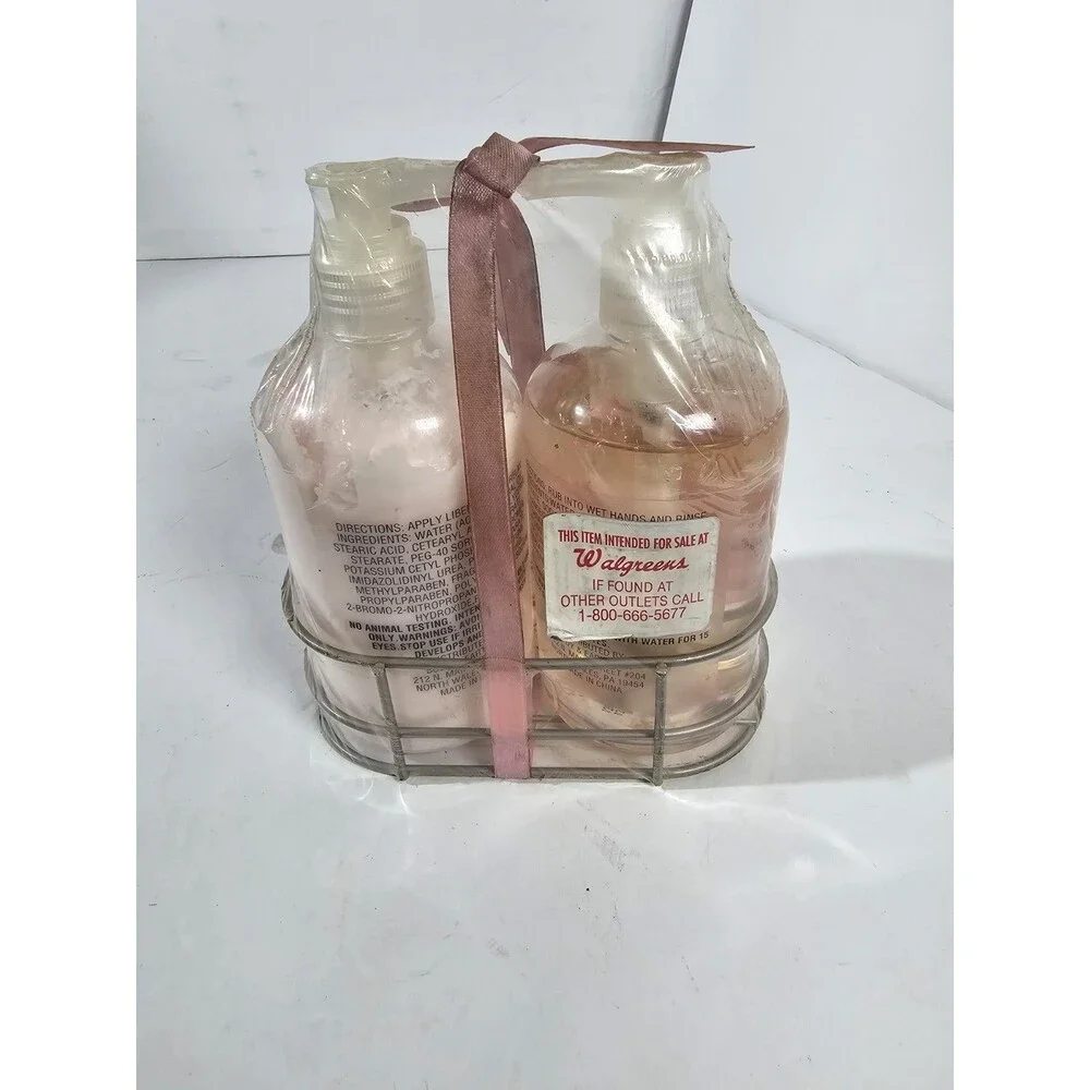 Body And Earth Elements Wire Caddy Set Cherry Blossom Hand Soap Lotion